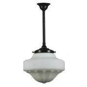 Derby Opal Matt 13&quot; Shade w 3/4&quot; x 1/2m Black Rod Pendant