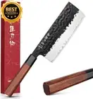 Nakiri Knife, Japanese Style Cleaver for Meat & Veg, Redwood Octagonal Handle