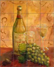 Ceramic Tile Mural Backsplash Margosian Chardonnay Wine Grape Tuscan Art JM037
