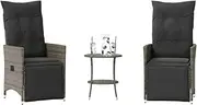 3 Piece Bistro Set with Cushions Grey Poly Rattan,Outdoor Furniture Sets-365675