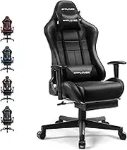 GTPLAYER Gaming Chair with Speakers, Music Gaming Recliner Chair for Adults and Kids, Height Adjustable Computer Game Reclining Chair with Footrest by GTRacing (Black)
