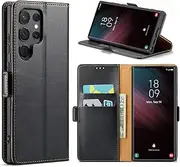 GoshukunTech Case for Galaxy S23 Ultra,for Samsung Galaxy S23 Ultra 5G Wallet Cover,6.8 inch,Magnetic Wallet Case Leather Flip Folio Cover with Card Slots-Black