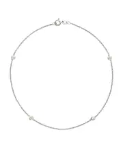 Diamond Bezel Ankle Bracelet Set In 14K White Gold, .20 ct. t. w.
