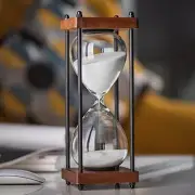 Large Hourglass Timer 60 Minute, Metal Sand Timer Sandglass Clock White