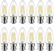 LVWIT B22 LED Filament Candle Bulb, C35 Bayonet Light Bulbs,470Lm, 4W Replace 40Watt,2700K Warm White Candle Bulbs for Chandeliers Fittings Non-Dimmable (12 PCS)