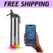 Stylish 21oz Insulated Water Bottle - Tracks Intake with Bluetooth & LED Glow