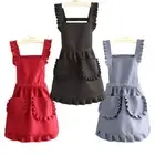 Cotton Lace Aprons Korean Style Art Painting Apron for Women Girl