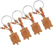 [SAFIGLE] Elegant Turtle Peach Wood Keychain Double-sided Carving Animal Keyring for Backpack Decor