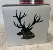 Pottery Barn set 4 Rustic Reindeer Terracotta Christmas Salad Plates Holiday NIB