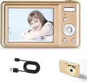 Bewinner 48MP Mini Digital Camera, 2.7 inch 8X Digital Zoom Vlogging Camera Video Camera, LCD Screen, Kids Selfie Camera with Storage Bag for Students, Kids, Teens Gifts(Gold)