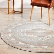 Raleigh Aztec Inspired Faded Grey Modern Round Rug - 3 Sizes **FREE DELIVERY**