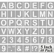 Alphabet Letter and Number Stencils 5 Inch - 40 Pack Large Letters and Number