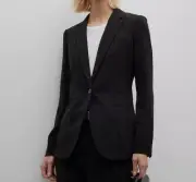 $525 Theory Women's Black Staple Checkered Blazer Coat Jacket Size 4