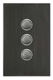 Clipsal SATURN 400-SERIES PUSH BUTTON SWITCH 3-Gangs 20A 250V Horizon Black
