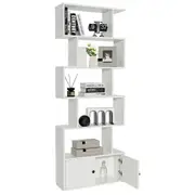 Costway 5-Tier Bookshelf Wood Storage Cabinet Living Room Office,White