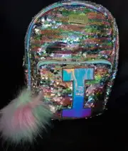 Justice Reversible Sequins Monogram Letter I Mini Bag Backpack/Purse