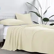 AR Ware Super King Size Flat Sheet 100% Egyptian Cotton 300 TC- Breathable and Fade Resistant - Non Iron Hotel Quality Flat Bed Sheets (275 x 310cm, Cream)