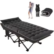 Adults Folding Camping Cot Portable Heavy Duty Sleeping Bed w/Mattress&Carry Bag