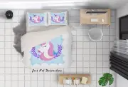 3D Cartoon Unicorn Leaves Geometry Quilt Cover Set Bedding Sets Pillowcases 64