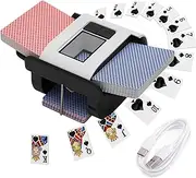 Rechargeable Card Shuffler Machine, 1-2 Deck Automatic Card Shuffler, One-Press Operation, Low Noise, Built-in 2000Mah Battery, Portable Electric Shuffling Machine for Poker, Uno, Blackjack