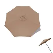 Patio Umbrella Replacement Outdoor Canopy Table Market Yard Umbrella Top Cover -Khaki