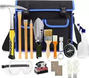 17PCS Geology Rock Pick Hammer Kit for Rock Hounding Gold Mining Multi-Function