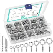 306 PCS Eye Hooks Screws Assortment Kit, (0.6"-1.65") 9 Sizes Nickel Plated f...