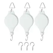 6 Pcs Pulley Retractable Plant Hanger with Ceiling Hook Flower White