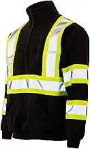 JORESTECH Safety Sweater Reflective High Visibility Black 1/4 Zipper ANSI