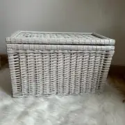 NEW! White wicker organizer laundry basket holder laundry hamper basket storage