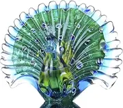 Crystalsuncatcher Hand Blown Colorful Peacock Art Glass Table Top Sculpture Room Decor (Peacock)