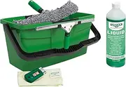 [Unger] AK015 Window Cleaning Kit PRO Set - Power Washer Sleeve, ErgoTec Squeegee, Bucket 18L, Liquid Glass Cleaner 1L, Safety Glass Scraper, Microfibre Cloth - Professional Window Cleaner, Green