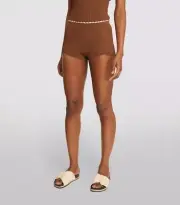 Sandro Paris Soa Rib Knitted Shorts Brown ( US 10 )