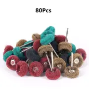 80Pack Mini Abrasive Buff Wheel Grinding Polishing Shank Craft Bit Rotary Tool E