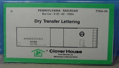 O SCALE CLOVER HOUSE PENNSYLVANIA RAILROAD BOX CAR DRY TRANSFER DECALS