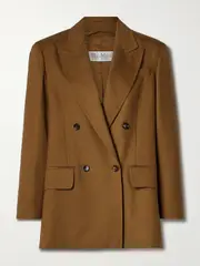 [Max Mara] Max Mara - Palanca Double-breasted Wool, Mohair And Silk-blend Blazer - Brown - UK 10 UK 10 Brown