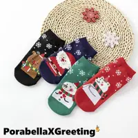 在飛比找momo購物網優惠-【Porabella】盒裝雪花版聖誕中筒襪一組4雙交換禮物雪
