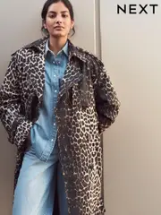 Animal Print Trench Coat (E39956) | $92