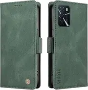 [YBFJCE] Case for Oppo A16/A16s, PU Leather Shockproof Durable Phone Wallet Case Protective Flip Folio Cover, for Oppo A16/A16s Cover with Card Holder, Green