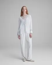 Club Monaco Shadow Stripe Tuxedo Shirt White Blouse Med $160