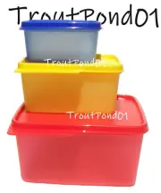 Tupperware Keep Tabs Nesting Stacking Square Storage Containers Yellow Red Blue