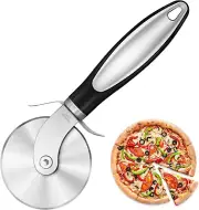 Kitchen Large Pizza Cutter Wheel Stainless Steel Pizza Slicer Sharp Blade Black