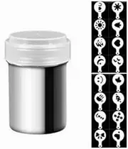 Stainless Steel Powder Shaker, Coffee Cocoa Dredges with Fine-Mesh Lid, Power Can for Baking Cooking Home Restaurant with 16 Pcs Printing Molds Stencils