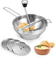 Food Mill Potato Ricer, WIGUROE Stainless Steel Food Mills with 3 Milling Discs, Rotary Food Mill for Tomato Sauce, Potatoes, Baby Food or Canned Goods
