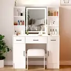 Vanity Set with LED Mirror Makeup Dressing Table Dresser Desk Drawers & Stool
