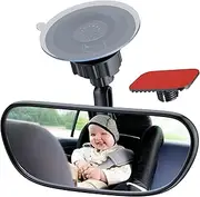Front Windshield Baby Car Mirror 360 Degree Adjustable Wide Angle Convex Rearview for Rear Facing Infant Suction Cup and Adhesive Mount Safety Mirror for Car SUV Trucks