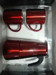 Espresso Gift Set (2 Red Espresso Cups And Espresso Coffee Maker)