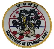 USN NAVY VF-41 AND VF-32 SOMETHING IN COMMON BABY LIBYA PATCH FIGHTER SQUADRON
