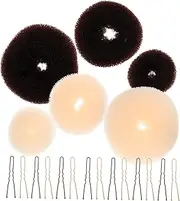Generic 1 Set Hair Bun Tool Nylon Donut Bun Maker Shaped Pins for Elegant Updos in Coffee and Beige Versatile Styling Tool for All Hair Lengths for Any Occasion