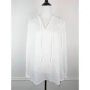 Pendleton Top Swiss Dot Peasant Textured Boho Western Spring Summer White Size S